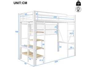 Lit mezzanine 90x200 cm <strong></strong>  <strong></strong> coloris blanc