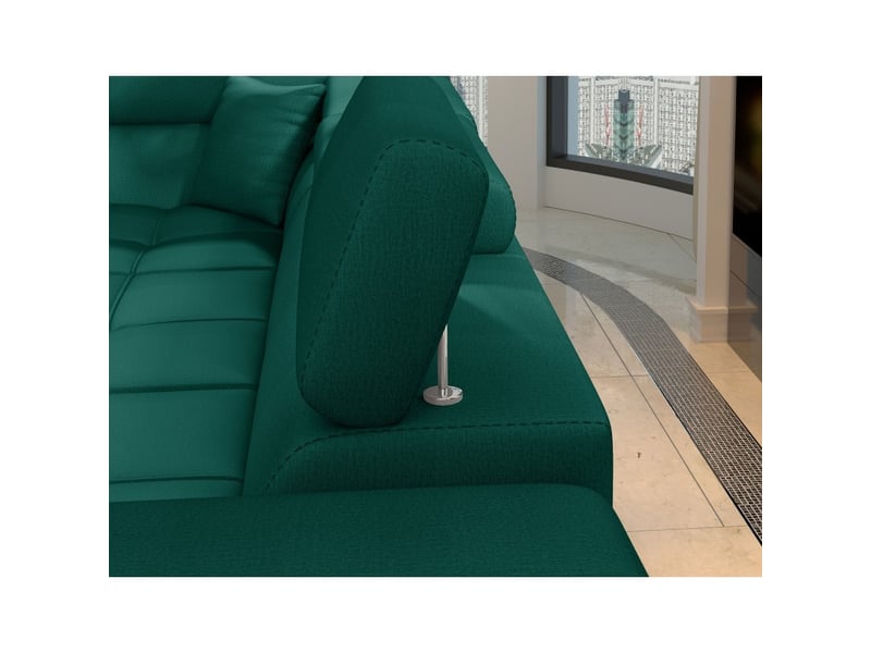  Canapé d'angle convertible palazzo 4 places vert foncé – angle droit avec 1 coussin  - Conforama E