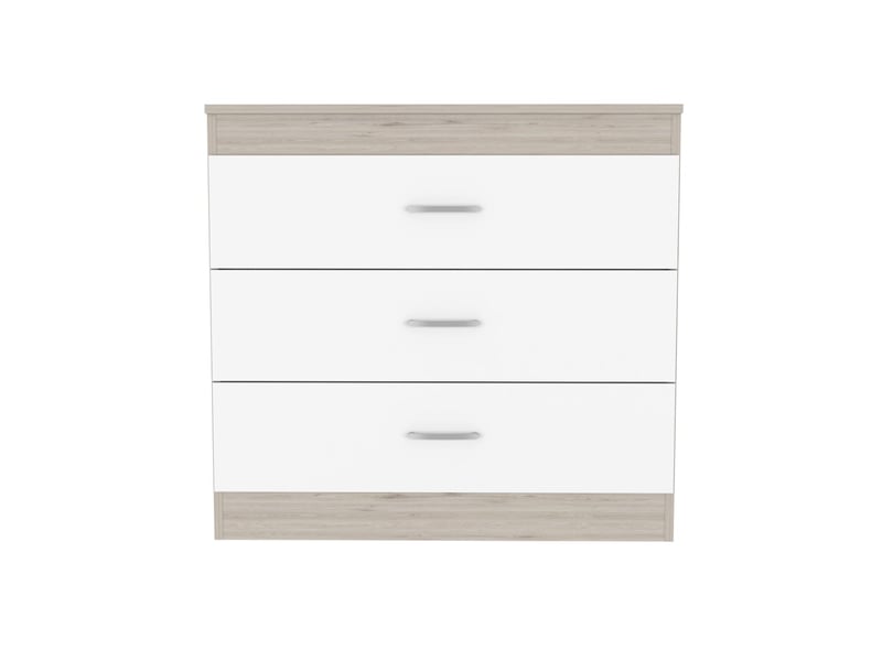  Commode melia de 80 cm avec 3 tiroirs, gris cendré et blanc  - Conforama A