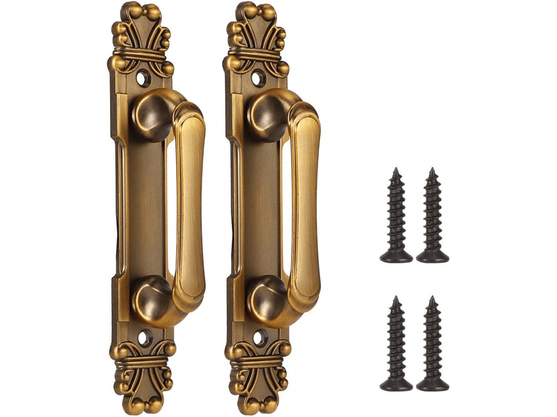  Lot de poignées vintage style européen ancien, quincaillerie en laiton vieilli pour portes coulissantes, meubles de grange et placards  - Conforama A