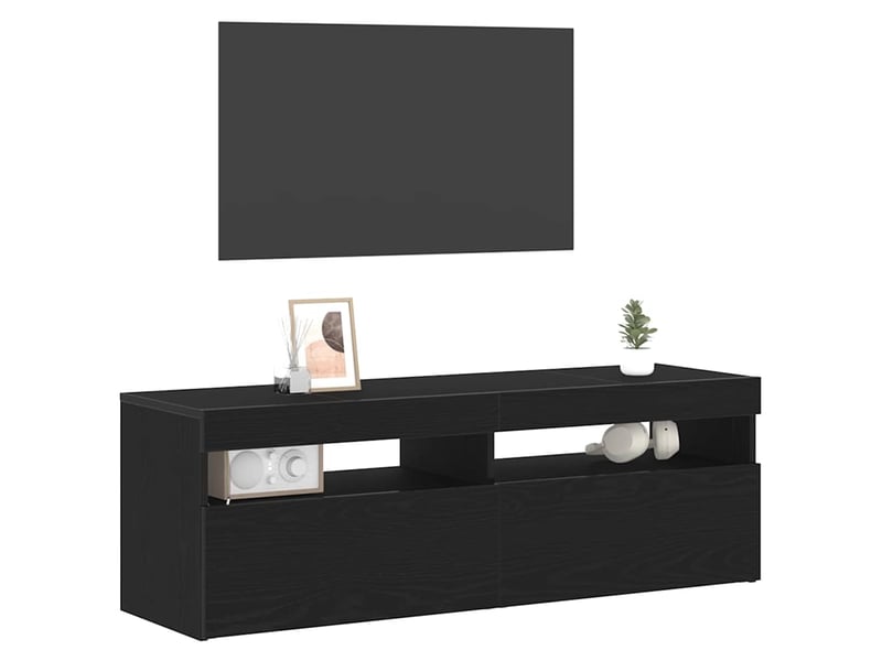 Meuble tv - banc tv - meuble de rangement 120 x 35 x 40 cm chêne noir bois d'ingénierie - Conforama C