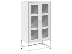 Buffet haut - bahut - meuble de rangement blanc 68x39x123 cm acier