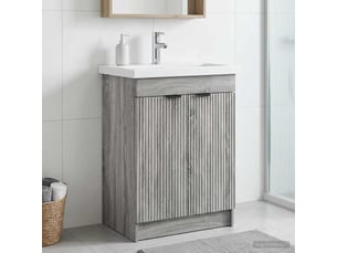 Armoire sous évier de salle de bain, meuble de rangement sonoma gris shl4691