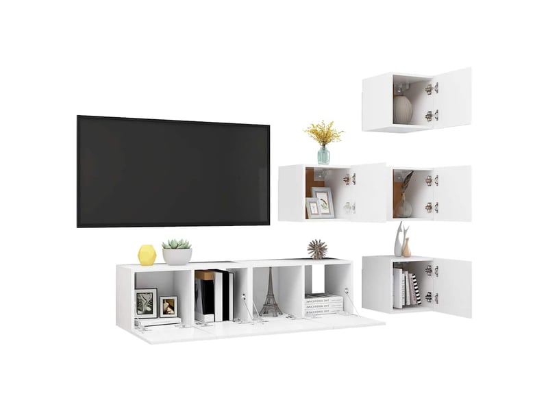  Ensemble de meubles tv 6 pcs blanc bois d'ingénierie shl6587  - Conforama E