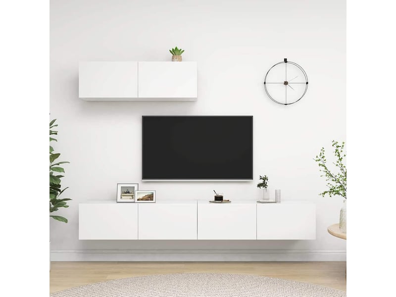  Meubles tv - banc tv - meuble de rangement 3 pcs blanc bois d'ingénierie  - Conforama B