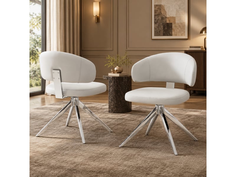  Fauteuil pivotant 360° avec dossier rembourré  - pieds métal antidérapants, pu gris clair  - Conforama B