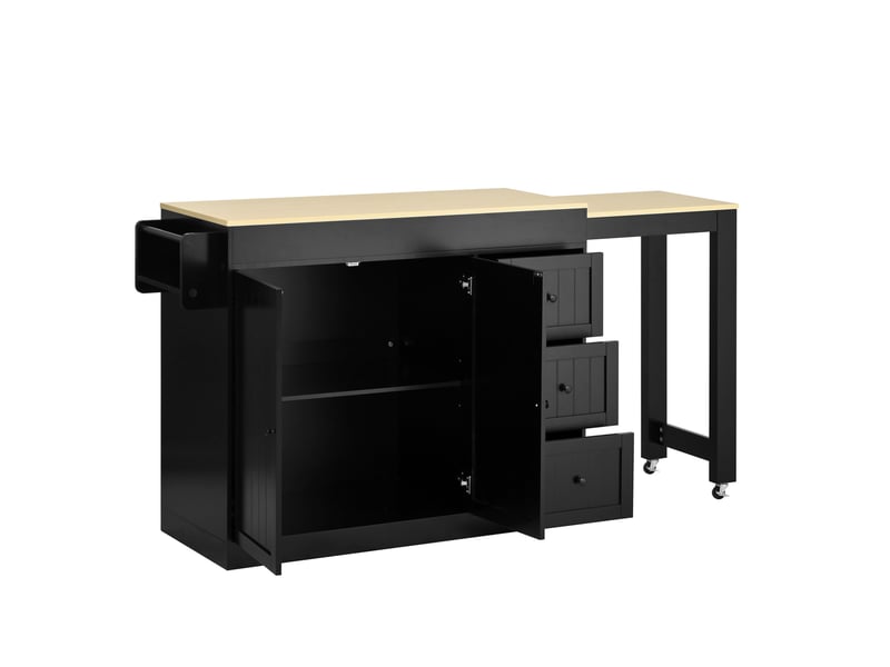  Îlot de cuisine sur roulettes 186,8x45x93 cm extensible mdf noir  - Conforama A