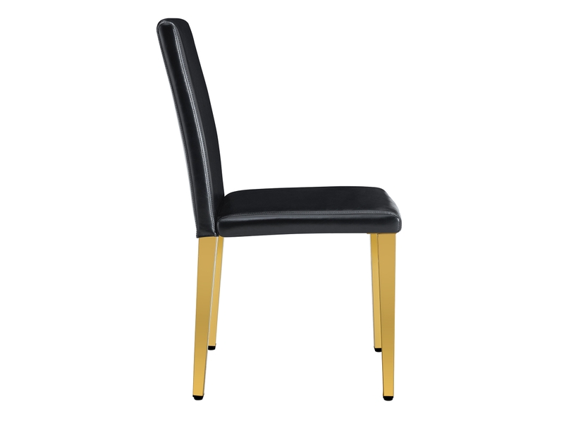  Lot de 6 chaises de salle à manger noires et dorées en cuir régénéré, style chic précieux et confort rembourré  - Conforama E