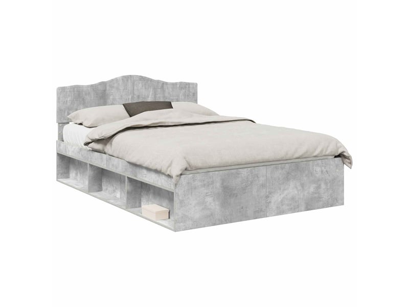  Lit double- lit adulte -  cadre de lit gris béton 150 x 200 cm bois de pin massif  - Conforama A