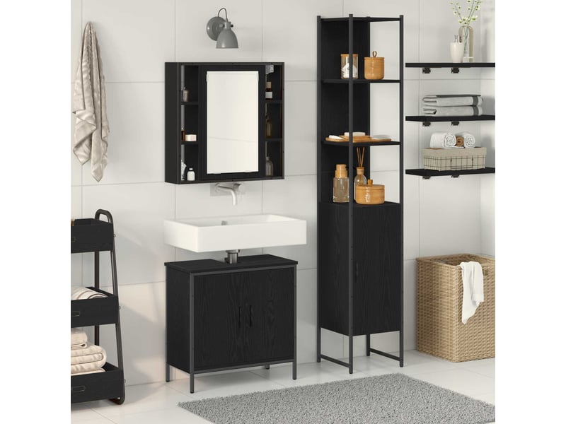 Ensembles de salle de bain, meubles de salle de bain 3 pc noir 33 x 33 x 185,5 cm cf64770 - Conforama B