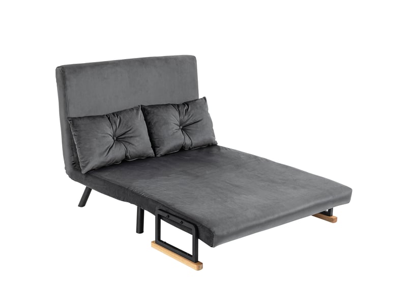  Canapé convertible 2 places en velours avec 2 coussins gris foncé 102x73x81 cm  - Conforama B