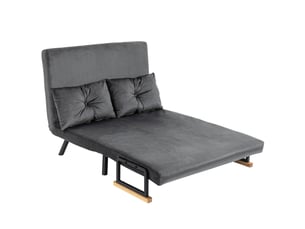 Canapé convertible 2 places en velours avec 2 coussins gris foncé 102x73x81 cm