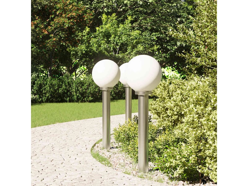  Lot de 3 borne lumineuse 80 cm acier inoxydable ip44 shl79203  - Conforama C