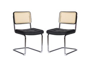 Lot de chaises 2 chaises simili cuir chaise repas pieds chromés style mid-century moderne design breuer garniture rembourrée
