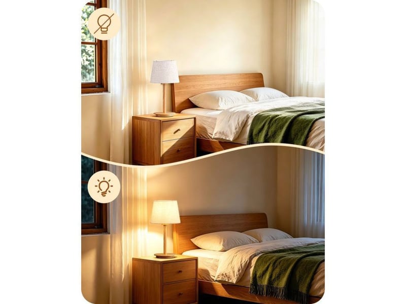  Lampe de chevet style nordique lin beige bois massif 2700k e27 4w led 370618_AACPI14108_6_DROPFR - Conforama D