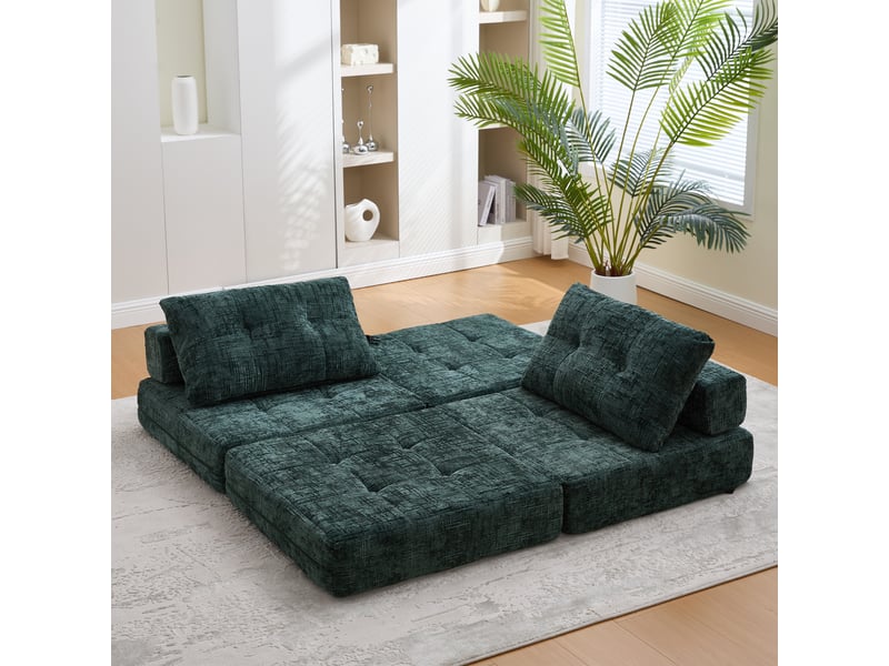  Canapé droit convertible 1 pl tissu vert canapé vert - Conforama D