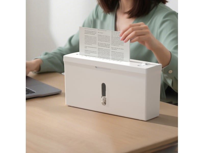 Destructeur de papier mini de bureau 35,5x9,5x18 cm micro-coupe p-5 blanc  - Conforama C