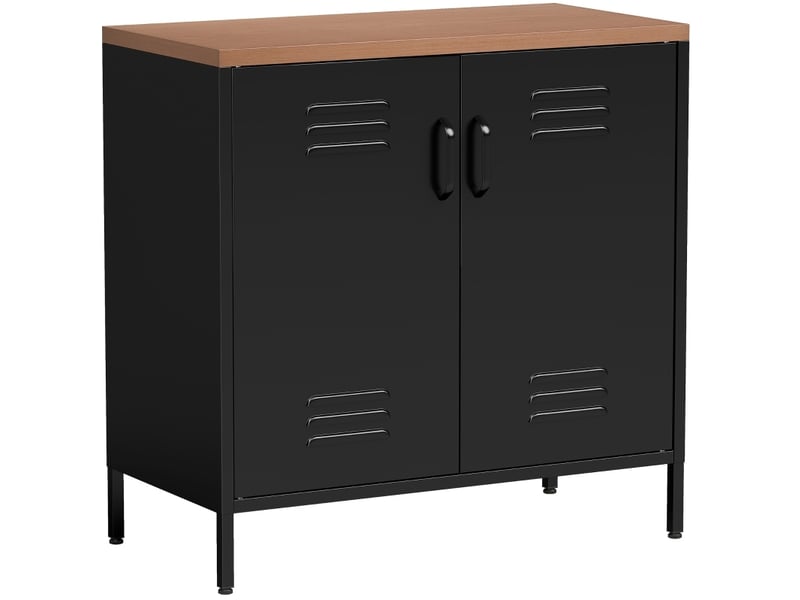  Buffet de rangement industriel avec 2 portes et étagère réglable pour salon ou bureau en métal noir 80 × 40 × 80 cm  - Conforama A