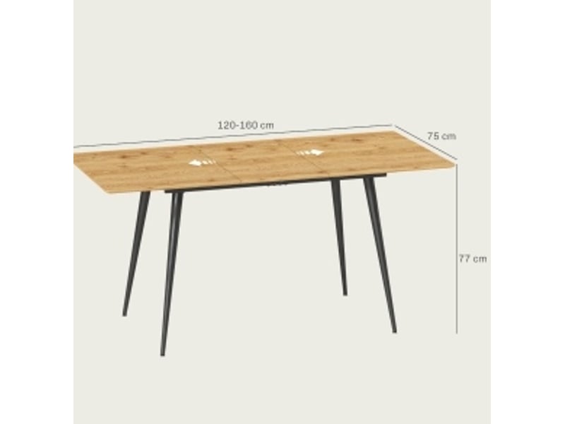 Table de salle à manger extensible avec rallonge dissimulée pour 6 à 8 personnes, style moderne, pour salle à manger  - Conforama C