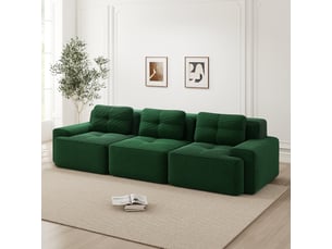Canapé modulable 3 places sans structure,293x104x69cm,canapé à compression en velours côtelé,assise profonde et rembourrage haute densité 32d - vert
