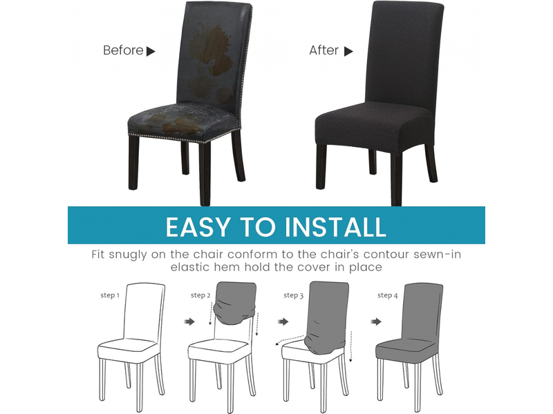  Housses de chaise élastiques, lot de 4, housses de chaise élastiques modernes, adaptées aux décorations de fête, noires XLH-ZLS-009366MF - Conforama C
