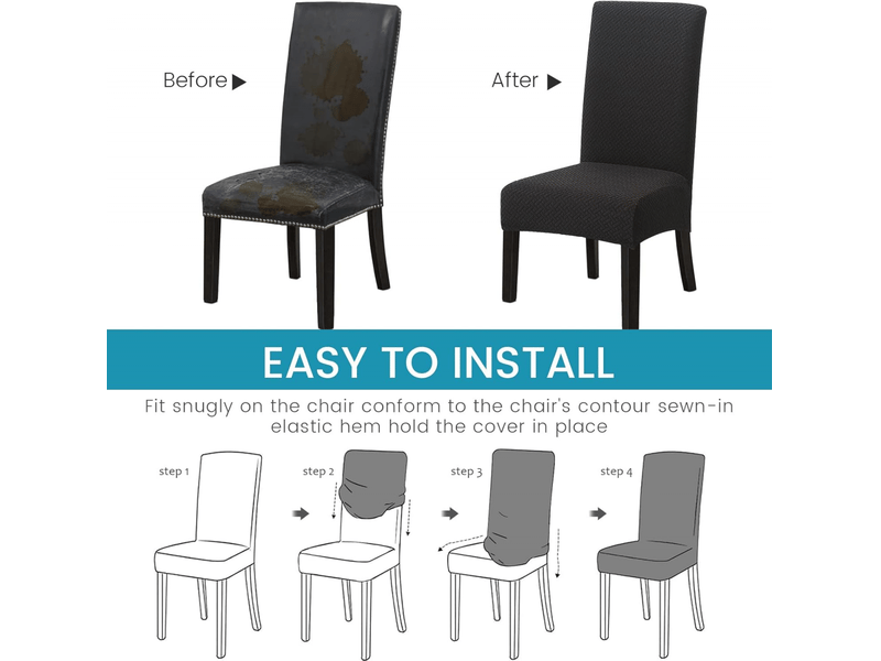  Housses de chaise élastiques, lot de 4, housses de chaise élastiques modernes, adaptées aux décorations de fête, noires XLH-ZLS-009366MF - Conforama C