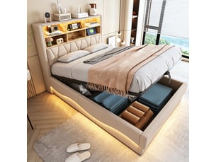 Lit coffre 140x200 cm <strong></strong>  <strong>Morn Vibe</strong> coloris beige