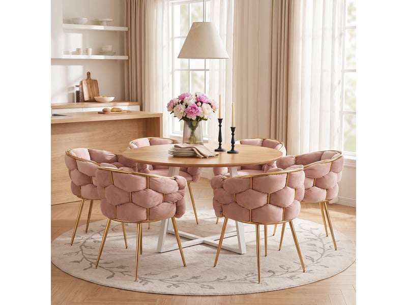  Fauteuil en velours rose avec pieds en métal doré W3534P440226 - Conforama D