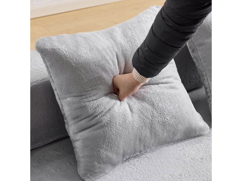  Canapé droit 2 places gris clair moderne avec coussins confortable salon chambre  - Conforama W