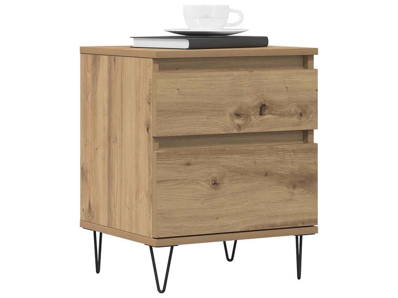  Lot de 2 tables de chevet - cabinet de chevet - table de nuit chêne artisanal 40x35x50 cm  - Conforama B
