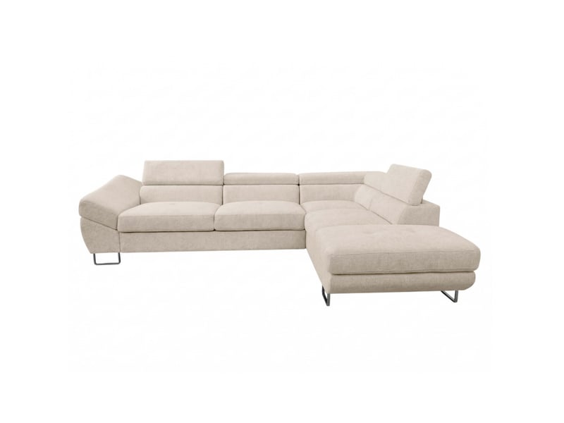 Canapé d'angle cassiope convertible avec coffre en tissu - beige - angle droit CASSIOPE - Conforama A