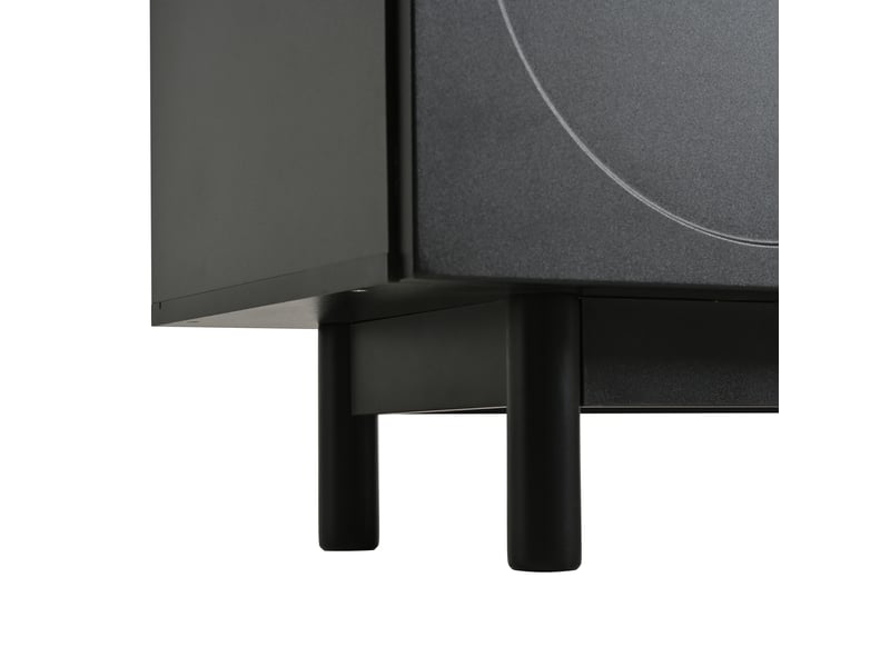  Meuble tv noir 175x38x56 cm - moderne, tablette réglable, style luxe léger  - Conforama E