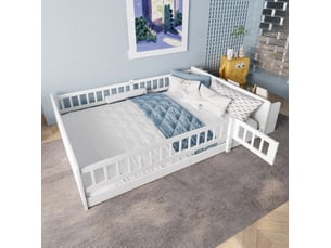 Lit avec rangement 140x190 cm <strong></strong>  <strong></strong> coloris blanc