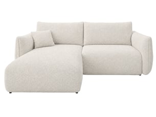 Canapé d'angle réversible convertible CASANOVA 3 places Tissu bouclette beige avec coffre de rangement