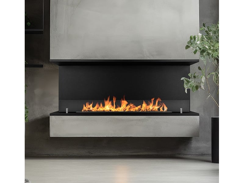 Trevi 120 - cheminée bioéthanol encastrable à trois faces 120x45x24,5 cm avec brûleur en acier de 1,25 l - Conforama C