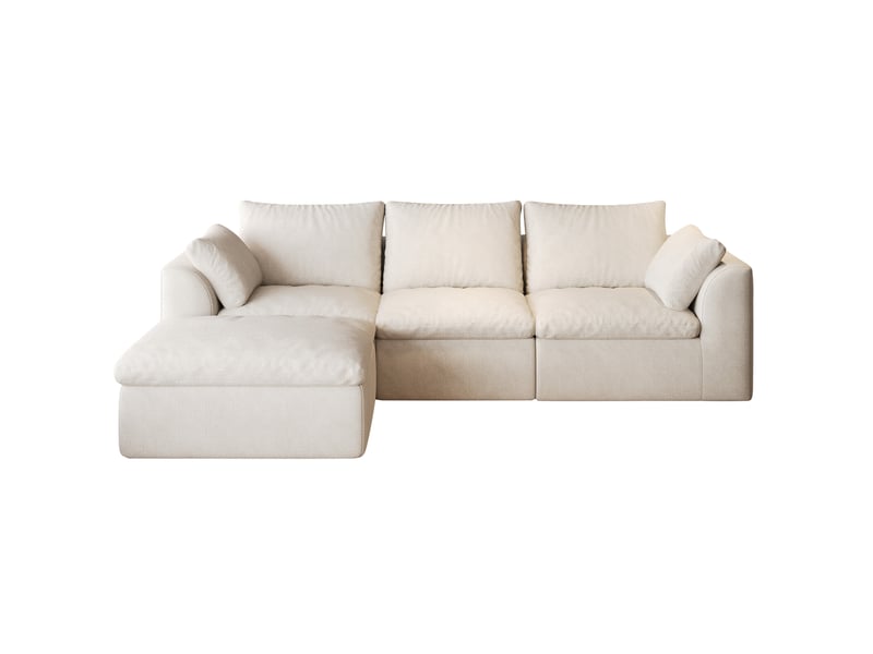  Canapé d’angle 4 places en tissu beige blanc 245x155x83 cm  - Conforama D