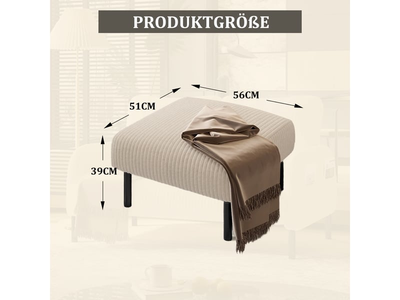  Fauteuil individuel en tissu velours côtelé avec repose-pieds, accoudoirs munis de poches latérales, structure métallique stable DUD2018 - Conforama W