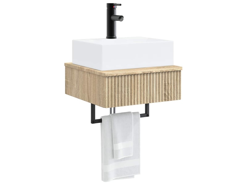  Basin de lavage mural, lavabo chêne sonoma 40x41x39 cm  - Conforama C
