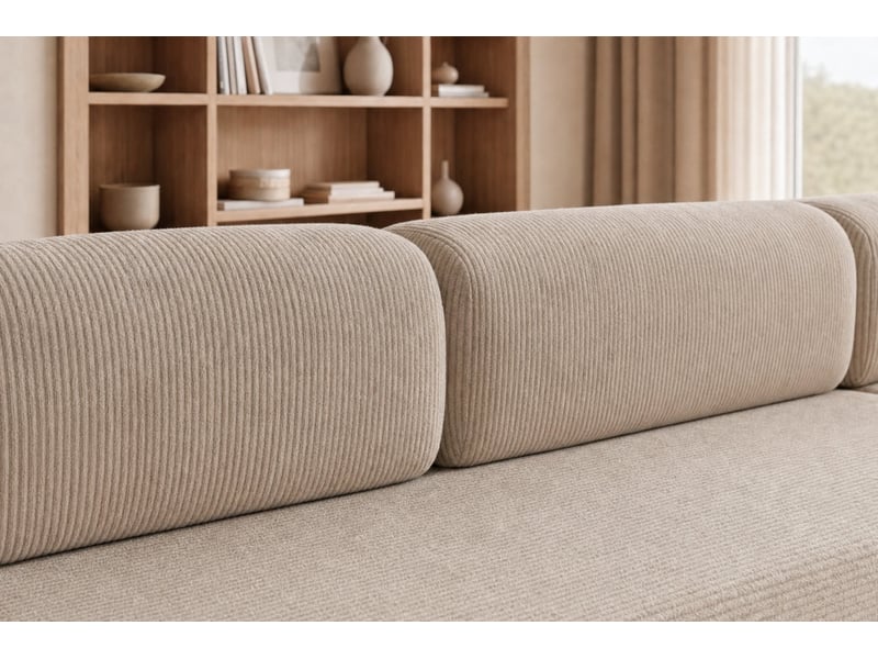  Cosima - canapé droit convertible petit velours côtelé 3 places beige  - Conforama E