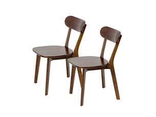 Lot de 2 chaises de salle à manger 49,5x43x78 cm avec dossier incurvé, pour salle à manger, contemporain, bois, marron