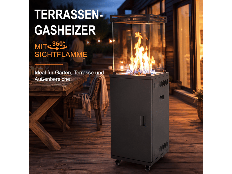  Zmh chauffage de terrasse en métal 13kw chauffage extérieur mobile sur roues pour jardin terrasse et balcon  - Conforama C