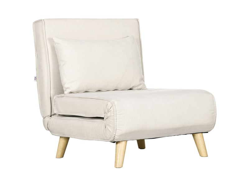  Fauteuil convertible dossier réglable 6 positions aspect lin crème 72x78x79 cm  - Conforama B