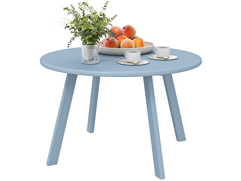  Petite table basse ronde, table d'appoint métal bleu 70x70x42cm  - Conforama A