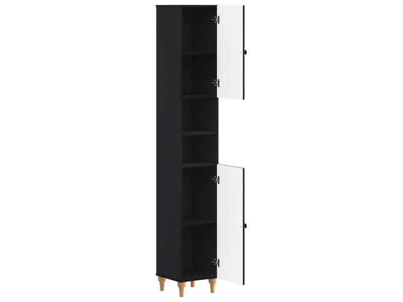  Colonne de salle de bain avec étagère ouverte alkmaar noir  - Conforama C
