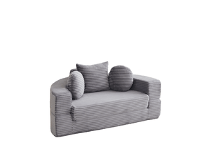 Canapé droit compressé convertible <strong>BIQZUYA</strong> <strong></strong> 1 place Velours côtelé Gris