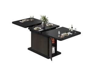 Table à manger extensible 120-160x80x76 cm avec rangement noir mat