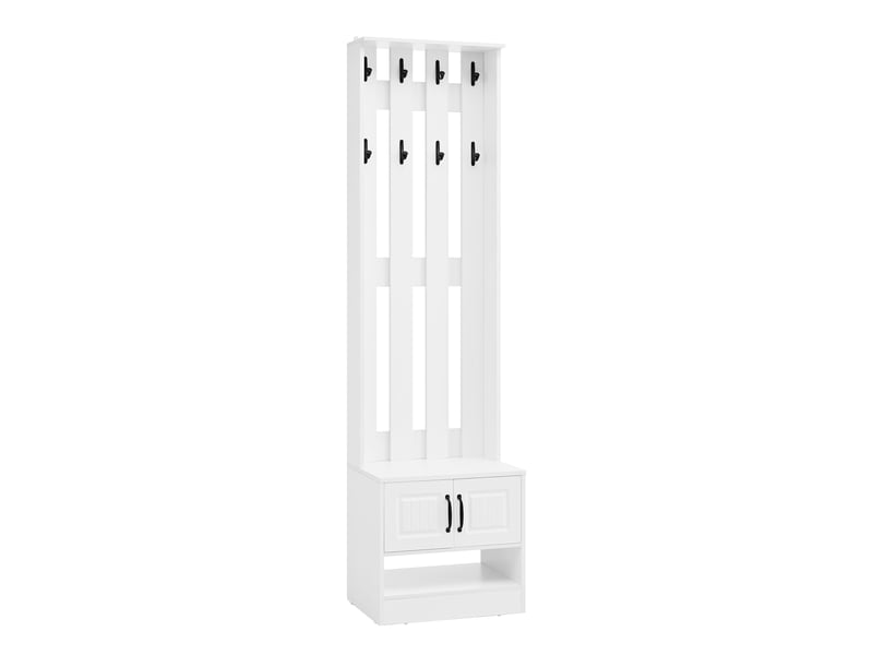 Portemanteau avec banc et rangement 50 x 190 cm en panneau de particules blanc - Conforama R