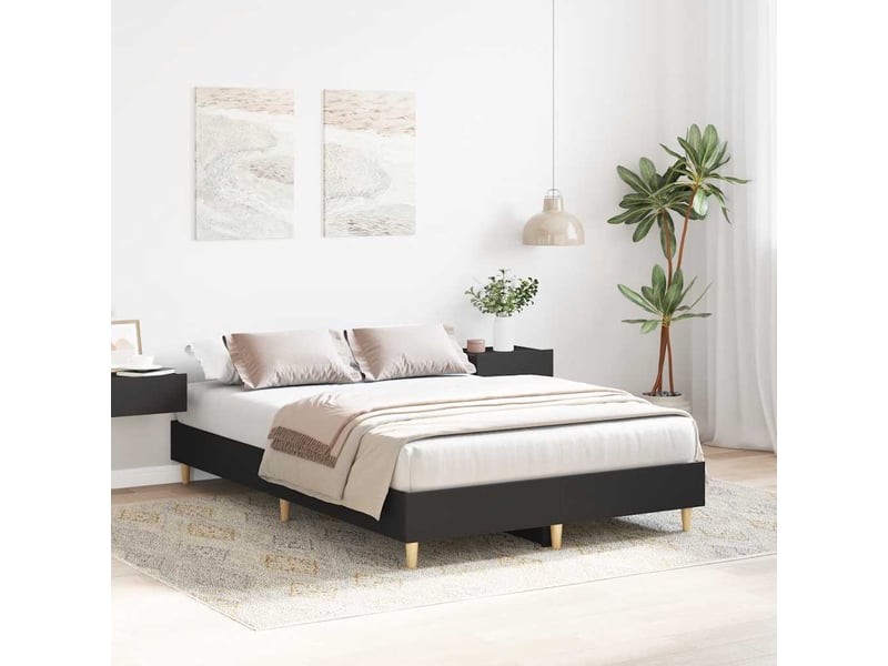  Lit double- lit adulte -  cadre de lit sans matelas noir 135x190 cm bois d'ingénierie  - Conforama B