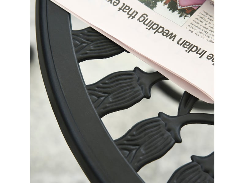 Salon de jardin 2 personnes 3 pièces, table ronde 60 cm et 2 chaises pliantes noires en aluminium, balcon - Conforama D