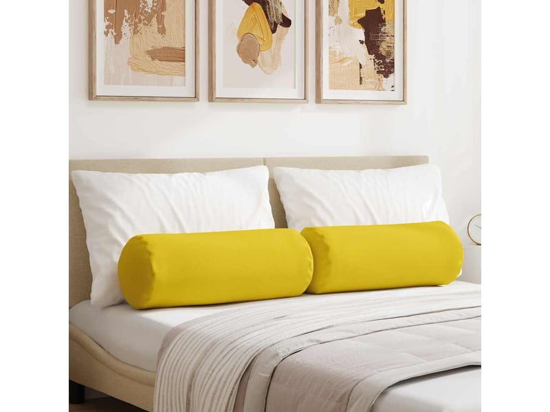  Lot de 2 coussins d'accent, coussins décoratifs, coussins lombaires tissu jaune clair ø 25 x 70 cm cf56700  - Conforama B